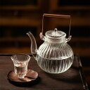 花びら ティーポット 耐熱ガラス 銅製持ち手 ガラス製ポット 紅茶ポット フルーツティー 花茶 工芸茶 ハーフティー ガラス急須 健康茶器 直火可