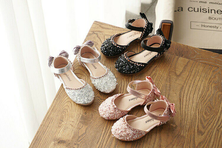 フォーマル靴 キッズ 女の子 21cm 黒 ドレスシューズ 蝶結び キラキラ ジュニア お姫様 子供シューズ