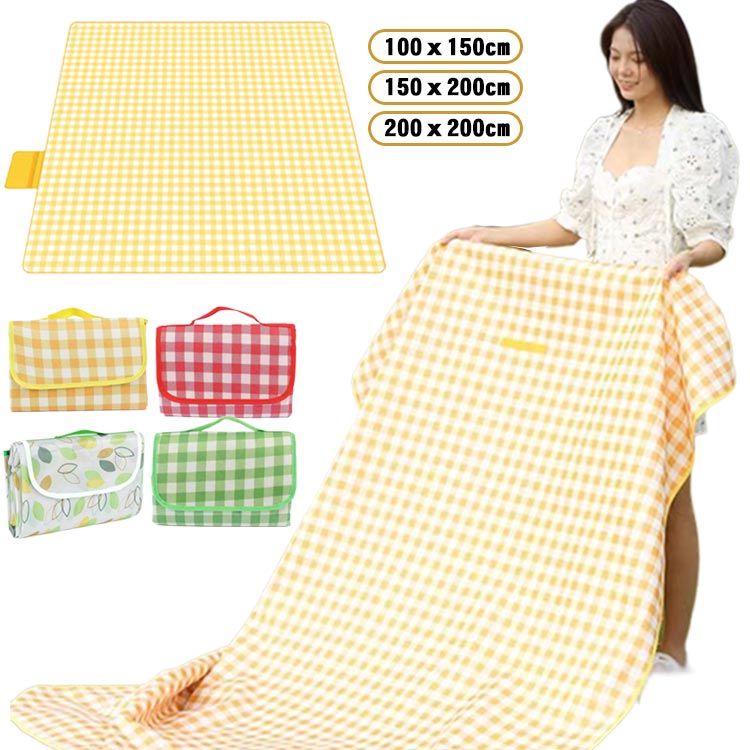 大判 100x150cm 携帯便利 防水 レジャーシート チェック柄 軽量 コンパクト収納 アウトドア ピクニック..