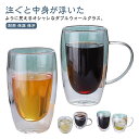 保温 グラスカップ 4個セット 耐熱ガラス 二重構造 プレゼント 取っ手付き マグコップ ティーカップ お洒落 保冷 ダブルウォール