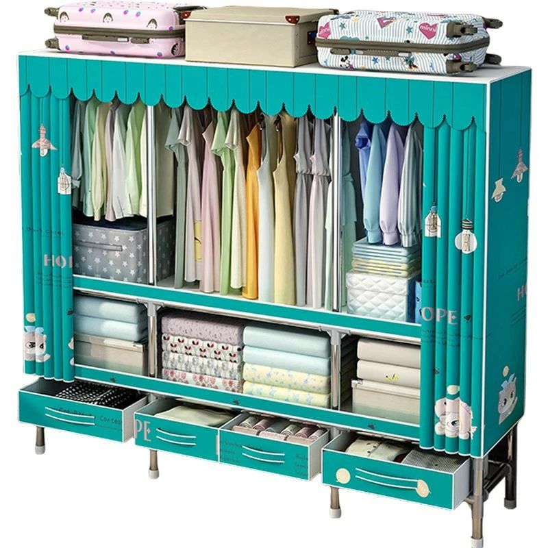 ワードローブ カバー付き クローゼット 引き出し付き ハンガーラック ステンレス 衣類収納 大容量 洋服..