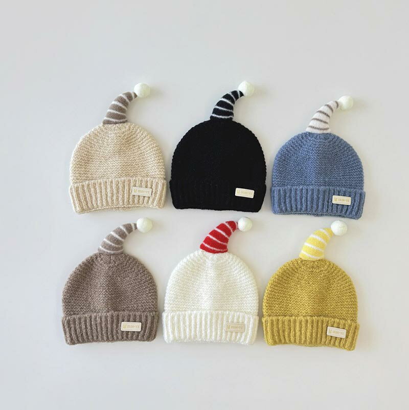 【楽天スーパーSALE対象商品】 ベビー ニット帽 ボンボン付き 赤ちゃん 防寒 コーデ お揃い 韓国子供服 新生児 幼稚園 保育園 かわいい ニット帽子 春 秋 冬
