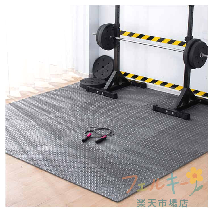 6枚セット 大判 トレーニングマット 筋トレ 60x60x1.2cm 厚手 防音 ジョイント式 E...