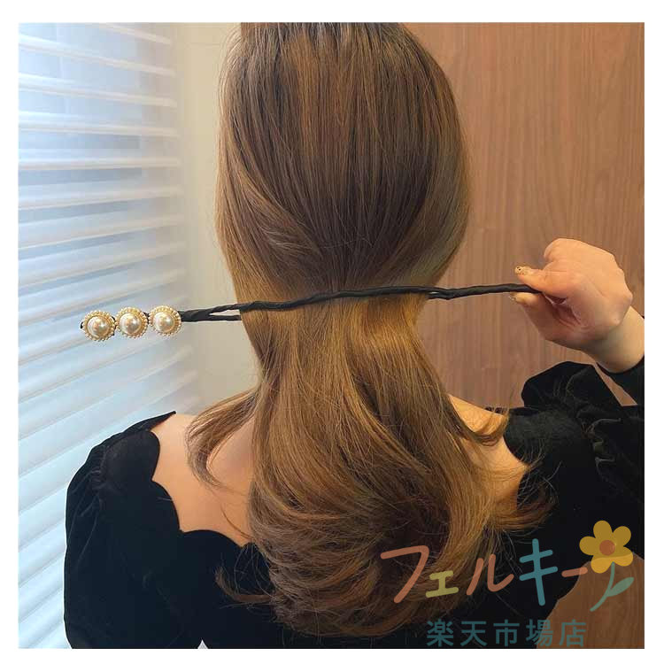 ヘアアクセサリー おだんごヘア お団子ヘアメーカー 4点セット パール ヘアアレン...