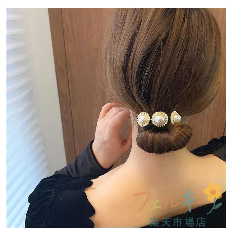 ヘアアクセサリー おだんごヘア お団子ヘアメーカー 4点セット パール ヘアアレン...