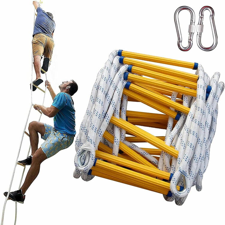 避難はしご 縄はしご 家庭用樹脂製 柔らかい 滑り止め 高強度ポリエステル マンガン鋼フック 緊急対応 ..