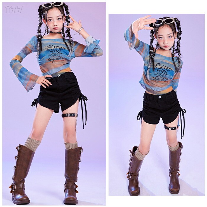 【★店内全品対象クーポン有★】 キッズダンス衣装 女の子 ショートパンツ ステージ...