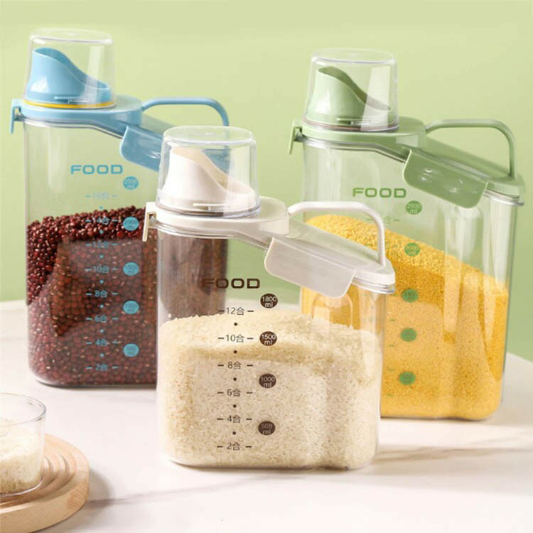 乐天商城 - 【★店内全品対象クーポン有★】 密閉米びつ ふた付き 収納ジャー 1800ML/2500ML 気密 保存容器 穀物収納