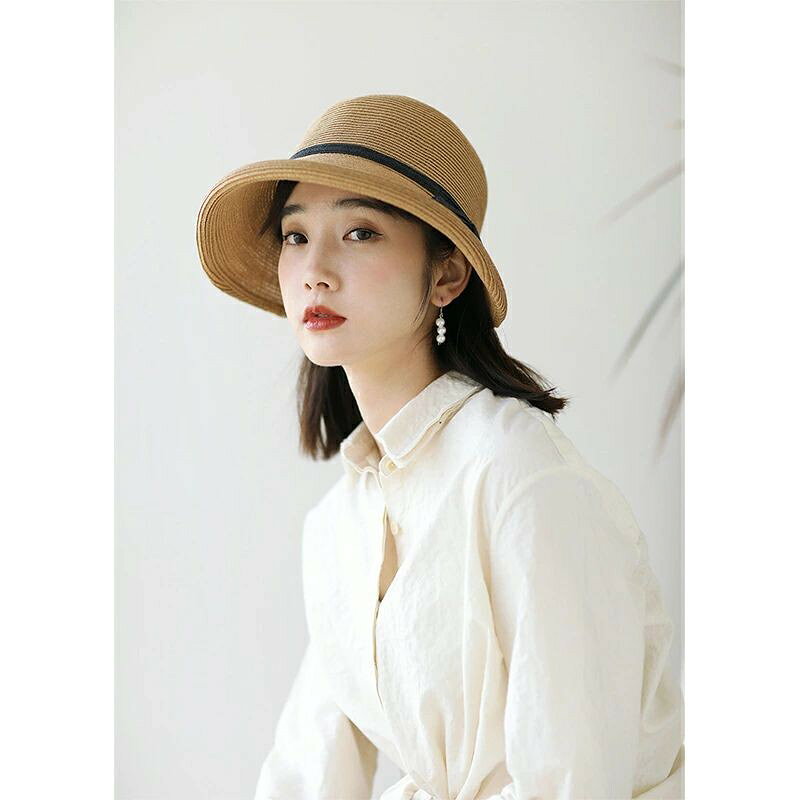 乐天商城 - 麦わら帽子 レディース つば広 UVカット 大きめ 春夏秋 バケットハット コーディネートしやすい