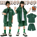 緑 チェック柄 キッズ ダンス衣装 セットアップ 子供 おしゃれ 夏 半袖tシャツセット 服 かっこいい 男の子 女の子 ネクタイ トップス 緑 短パン ハーフパンツ ジャズダンス ヒップホップ ポッピング 韓国 k pop jazz 発表会 応援団 文