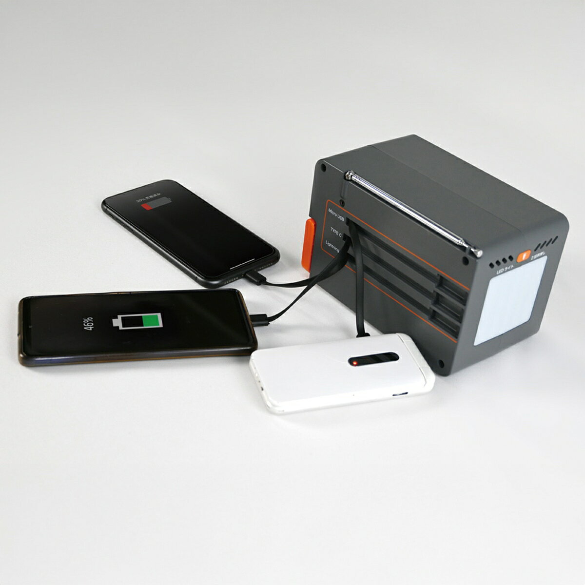 樂天商城 - ポータブル電源 エバパワーブライト FMメガパワーステーション アルファー SSBFMPF 大容量 88.8Wh ワイドFM ラジオ LEDライト ケーブル内蔵 AC出力 防災グッズ 停電対策 アウトドア キャンプ ギフト 贈り物