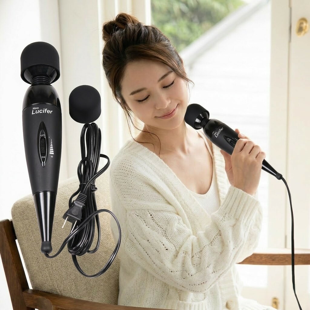 樂天商城 - プライバシー梱包 　高性能 ハンディマッサージャー Neo Lucifer ネオルシファー MERC-112 マッサージ機 無段階調節 強力振動 3.5mロングコード コンセント式 シリコンカバー 予備カバー付 肩こり リラクゼーション 個人向けケア用品 プライベート用品 雑貨 日用品