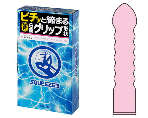 プライバシー梱包 　衛生用品 コンドーム サガミ スクイーズ 5個入り 特殊6段グリップ タイト 細め スリム フィット スキン ラテックス製 医療機器認証 個人向けケア用品 日用品 femtechusagi-10002273 オアシス商事 パッケージ画像