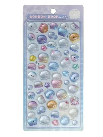 樂天商城 - ボンボンドロップシール BONBON DROP seal 水族館 クラゲ 海の生き物 ぷっくりシール 立体 ステッカー 新品 未使用 コレクション デコレーション ステーショナリー 可愛い マルチカラー 文房具 雑貨