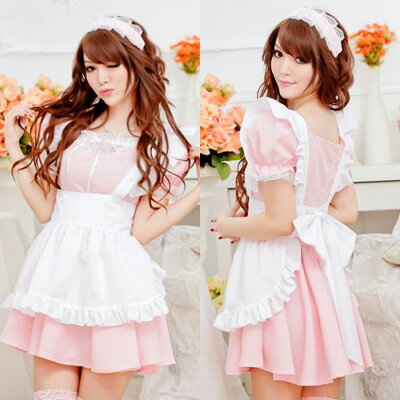 プライバシー配送 メイド服 コスプレ ピンク フリーサイズ | エプロン 一体型 ワンピース ロリータ 姫系 パステル ゆめかわいい 衣装 仮装 ハロウィン イベント アイドル 地雷系 男の娘 女装 宴会