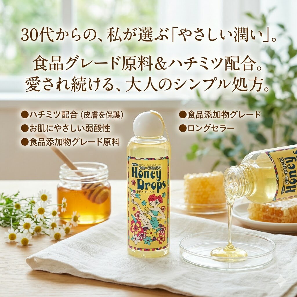 プライバシー梱包 ハニードロップス 150ml Honey Drops 潤滑ゼリー マッサージローション ハチミツ 弱酸性 食品添加物グレード シンプル処方 保湿 スッキリ ボディケア 雑貨