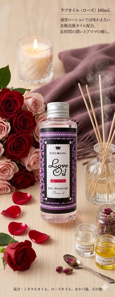 樂天商城 - プライバシー梱包 ラブオイル ローズ 100ml アロマ マッサージ オイル 潤滑 長時間 持続 ローズオイル ホホバ油 配合 高級 オイル 癒し スキンケア 雑貨 日本製