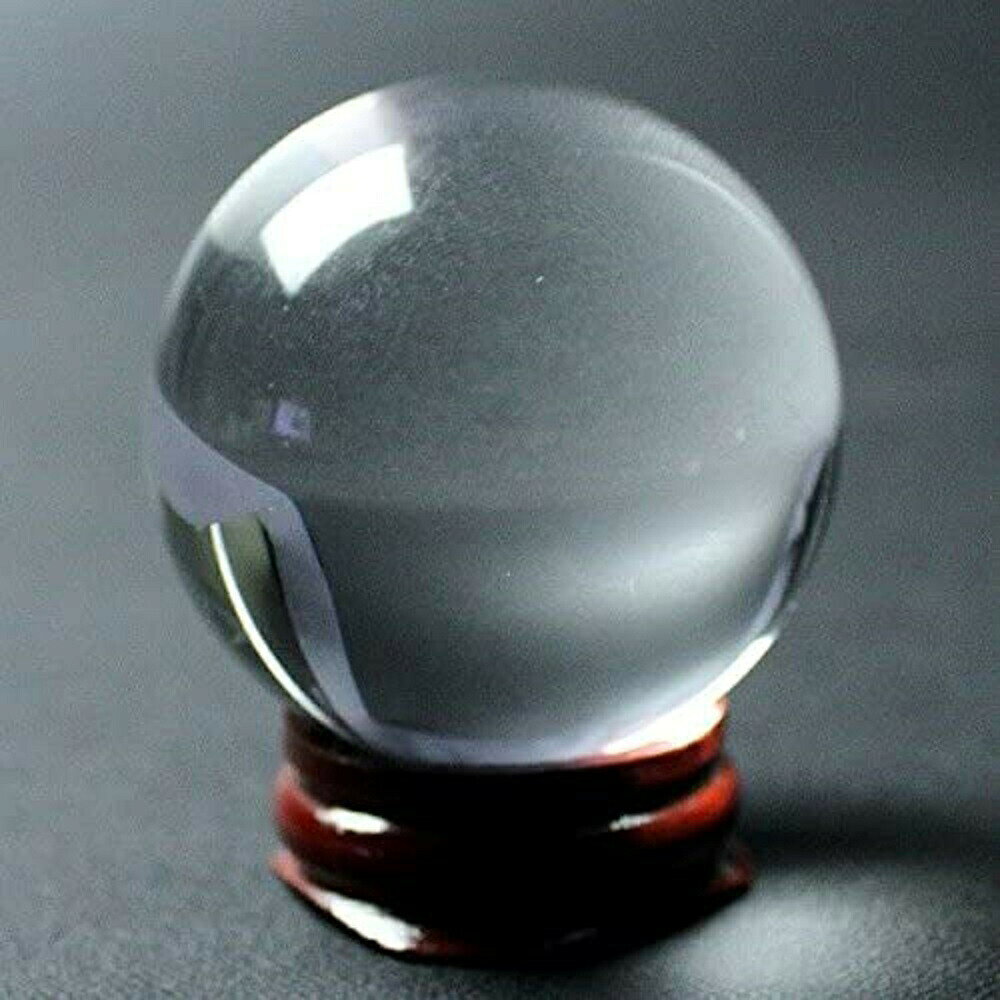 浄化と安らぎをもたらす 水晶球 クリスタルガラス 直径10cm 木製台座付き 全1色（...