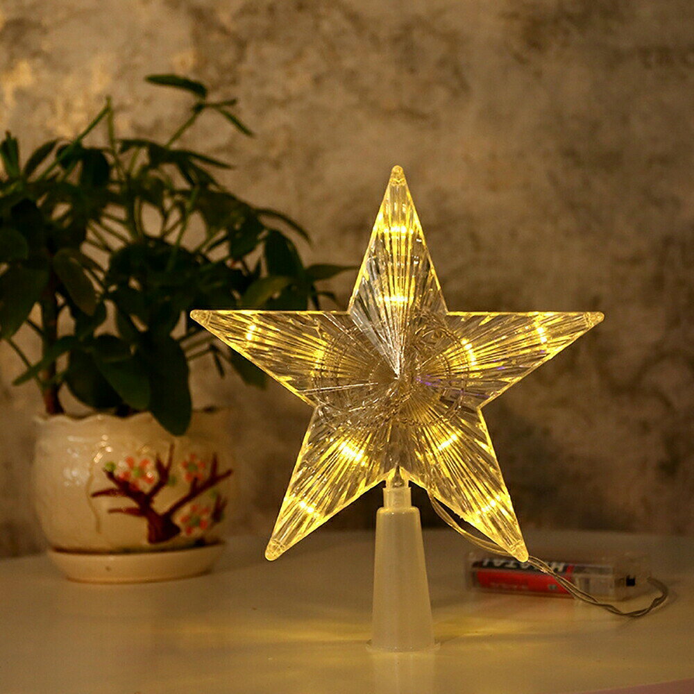電池式でどこでも飾れる LED星型ツリートッパー/ツリートップ プラスチック 18×15cm 単3電池2本別売 クリスマス/パーティー/イベント
