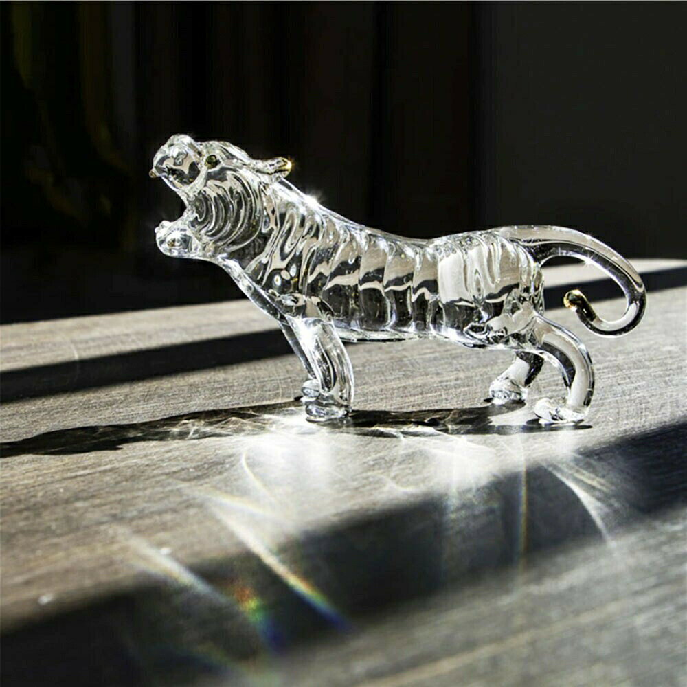 魔除け・金運を呼ぶ虎飾り クリスタルガラス置物 16cm 透明 干支 インテリア