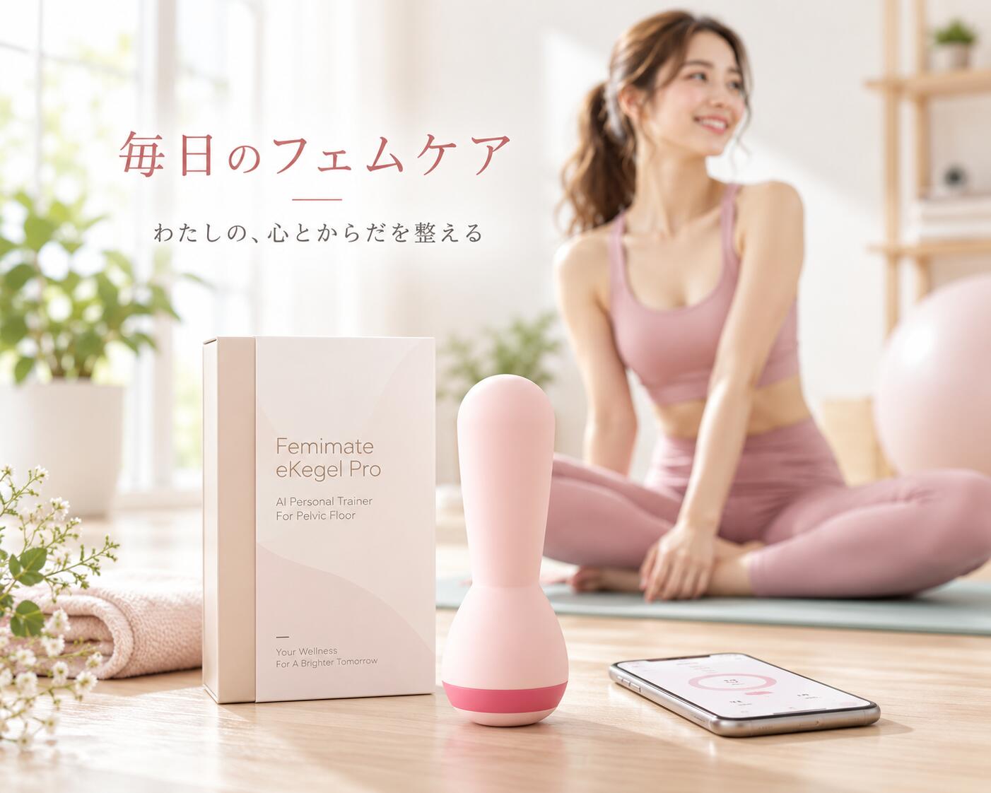 毎日のフェムケアに アプリと続けるセルフトレーニング Femimate eKegel Pro（イーケーゲルプロ）は、 専用アプリと連動して使える骨盤底筋トレーニングアイテムです。 アプリのガイダンスを参考にしながら、骨盤底筋を意識したエクササイズを行い、 トレーニング中の圧力データや記録を確認できます。 毎日のフェムテック・フェムケア習慣に、 自分のペースで取り入れやすいアプリ連動モデルです。 アプリを活用して、わかりやすく続ける 01 1回約2分から 短時間から取り入れやすく、日々のセルフケア習慣に。 02 AI機能搭載アプリ アプリの案内を参考にしながら、自分のペースでエクササイズ。 03 データを確認 圧力変化やトレーニング記録をアプリ上で確認できます。 毎日のセルフケアに取り入れやすい設計 ■ USBマグネット充電 ケーブルを接続して充電できる、扱いやすいマグネット式充電を採用。 ■ IPX6防水仕様 使用後のお手入れにも配慮した防水仕様です。 ■ 静音設計 毎日のセルフケアに取り入れやすい静音設計。 ■ なめらかなシリコン素材 本体にはシリコンとABSを使用しています。 商品仕様 商品名 Femimate eKegel Pro（イーケーゲルプロ） カラー ピンク／ライトレッド 本体サイズ 約H105×Φ37mm 重量 約53g 先端部最大径 約30mm 素材 シリコン、ABS 主な機能 アプリ連動、AI機能、圧力データ確認、記録管理 防水仕様 IPX6 充電方式 USBマグネット充電式 パッケージサイズ 約H155×W120×D55mm 製品保証 メーカー1年保証 ご使用上の注意 ・ご使用前に取扱説明書をご確認ください。 ・身体に痛みや違和感を感じた場合は使用を中止してください。 ・使用後は取扱説明書に従ってお手入れしてください。 ・本品は日々のセルフトレーニング、フェムケアを目的としたアイテムです。 ・疾病の診断、治療、予防を目的としたものではありません。 中身がわからない梱包でお届けします 外装から商品内容がわからないよう配慮したプライバシー梱包で発送いたします。毎日のフェムケアに アプリと続けるセルフトレーニング Femimate eKegel Pro（イーケーゲルプロ）は、専用アプリと連動して使える骨盤底筋トレーニングアイテムです。 アプリのガイダンスを参考にしながら骨盤底筋を意識したエクササイズを行い、圧力データやトレーニング記録を確認できます。 ■1回約2分から 短時間から取り入れやすく、毎日のセルフケア習慣に。 ■AI機能搭載アプリ アプリの案内を参考に、自分のペースでエクササイズできます。 ■圧力データ・記録を確認 トレーニング中の圧力変化や記録をアプリ上で確認できます。 ■USBマグネット充電 扱いやすいマグネット式のUSB充電に対応しています。 ■IPX6防水・静音設計 毎日のフェムケアに取り入れやすい仕様です。 【商品仕様】 商品名：Femimate eKegel Pro カラー：ピンク／ライトレッド 本体サイズ：約H105×Φ37mm 重量：約53g 先端部最大径：約30mm 素材：シリコン、ABS 主な機能：アプリ連動、AI機能、圧力データ確認、記録管理 防水仕様：IPX6 充電方式：USBマグネット充電式 パッケージサイズ：約H155×W120×D55mm 製品保証：メーカー1年保証 ご使用上の注意 ・ご使用前に取扱説明書をご確認ください。 ・身体に痛みや違和感を感じた場合は使用を中止してください。 ・使用後は取扱説明書に従ってお手入れしてください。 ・本品は日々のセルフトレーニング、フェムケアを目的としたアイテムです。 ・疾病の診断、治療、予防を目的としたものではありません。 中身がわからない梱包でお届けします 外装から商品内容がわからないよう配慮したプライバシー梱包で発送いたします。