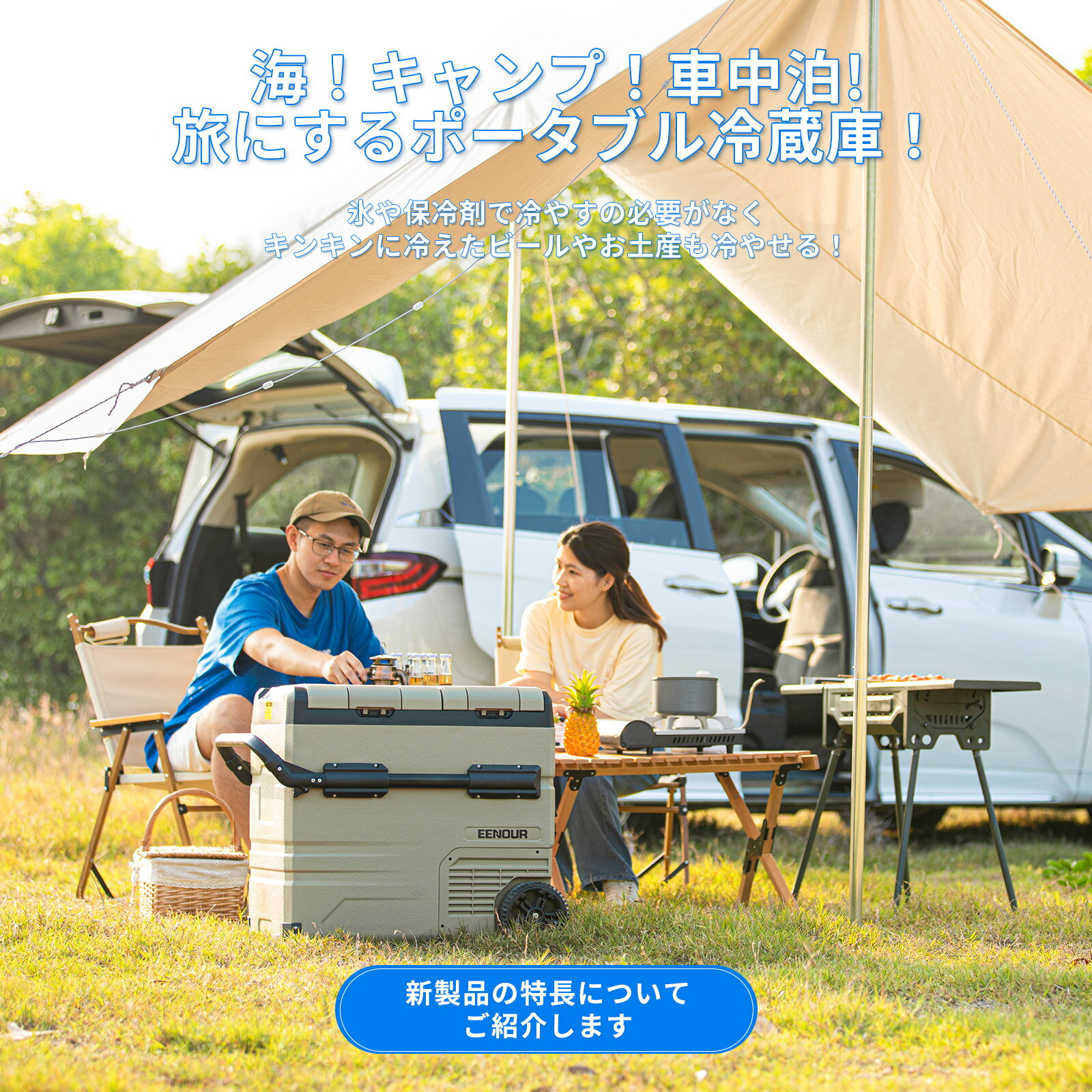 【ポイント5倍！人気商品再入荷！】EENOUR ポータブル 冷蔵庫 交換式 TAW35l 45L 45L -20〜20℃ 車載冷蔵庫 バッテリー ポータブル 冷蔵庫 小型 冷凍庫 2ドア 車載 冷蔵庫 車