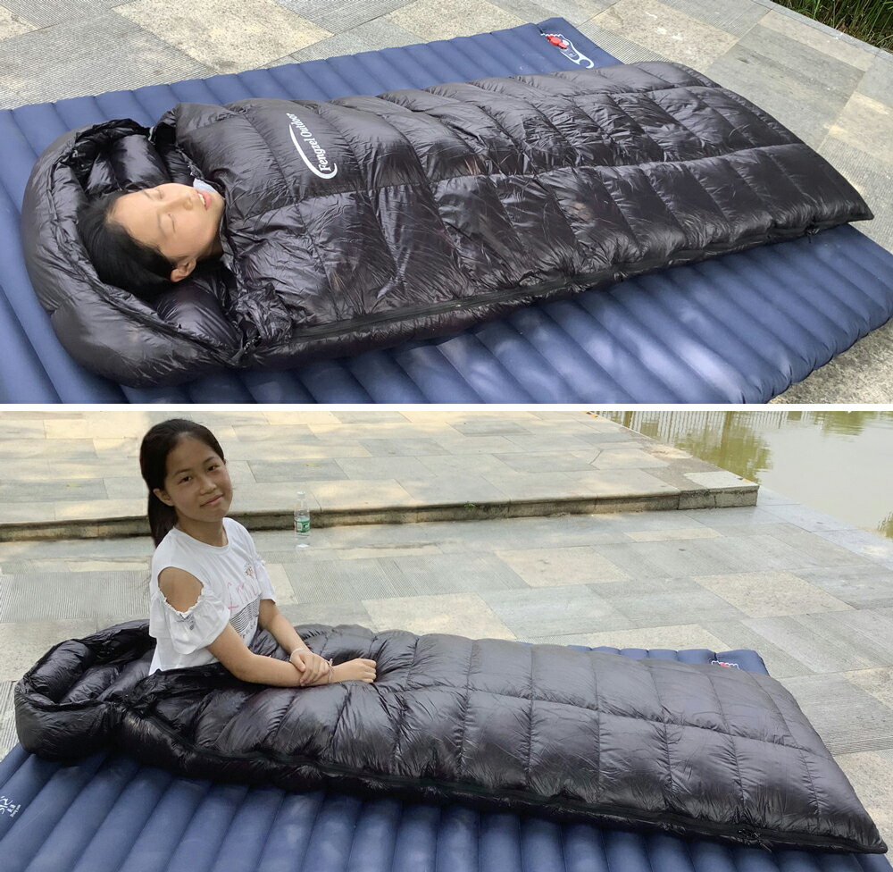 Fengzel Outdoor 2022新版 寝袋 立体キルト 封筒型 210*80cm 95%グースダウン 1500g充填 最低使用温度-15℃ フード脱着可能 連結出来る 足 出せる 軽量 コンパクト 冬用シュラフ