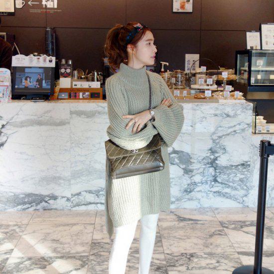 【取寄】ニットワンピース ニットワンピ レディース ハイネック リブ ニット ひざ丈 ワンピース ワンピ オーバーシルエット 秋冬新作 秋 秋色 秋服 秋sale ゆったり ニットワンピース