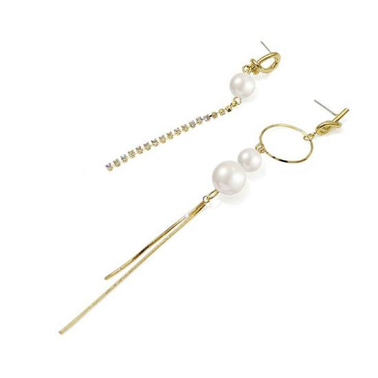 Rakuten - 【取寄】ピアス レディース アクセサリー ジュエリー ロングピアス パール アシンメトリー きれいめ おしゃれ カジュアル お出かけ 可愛い 大人 エレガント 母の日 クリスマス 誕生日 プレゼント パーティー 結婚式 シンプル デート 女子会 こなれ感 20代 30代 40代 ゴールド