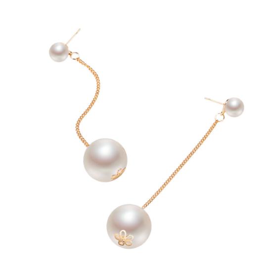 Rakuten - 【取寄】ピアス レディース アクセサリー ジュエリー パール チェーン エレガント きれいめ 大粒 揺れる 華やか 存在感 おしゃれ パーティー ウエディング 結婚式 お呼ばれ お出かけ 大人可愛い ファッション クリスマス 誕生日 プレゼント 20代 30代 40代 ゴールド シルバー