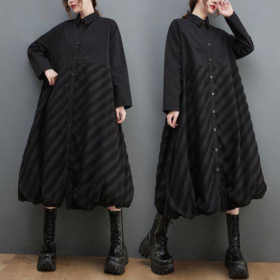 シャツワンピースレディースロングミ...