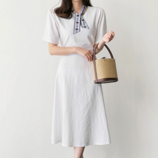 【取寄】ワンピース 大きいサイズ ゆったり ウエストマークナチュラルワンピース 3色 S～XL 春ワンピース 新作ワンピース トレンド 韓国デザイン 韓国ファッション オルチャン