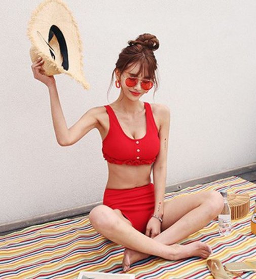 【取寄】水着 レディース ビキニ水着 大きいサイズ 大人かわいい スカラップ ハイウエスト 水着 体型カバー水着 夏新作 ビキニ 水着 レディース ビキニ水着 大人かわいい スカラップ ハイウエスト 水着