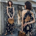 【取寄】ロングワンピース 大きいサイズ 春新作 春物 春服 夏新作 夏服 ロングワンピース ゆったり バックコンシャス フラワー ロングワンピース S.M.L....