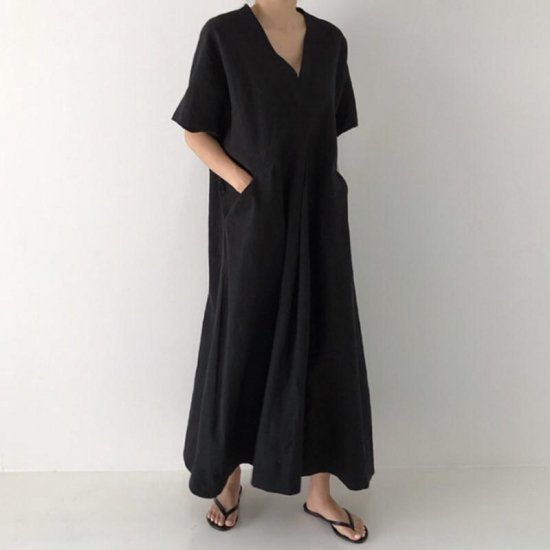 Rakuten - 【取寄】ロングワンピース 夏 ワンピース 大きいサイズ リゾートワンピース ワンピース Vネック 半袖 夏 新作 マキシ丈 ロングワンピース ワンピース 大きいサイズ リゾートワンピース