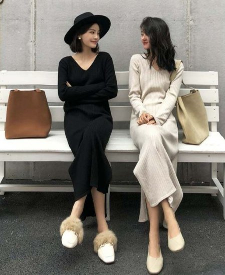 【取寄】ニットワンピース ニットワンピ レディース Vネック 長袖 サイドスリット ロング ワンピース ワンピ 大きいサイズ シンプル 秋冬新作 秋 秋色 秋服 秋sale ニットワンピース ニットワンピ