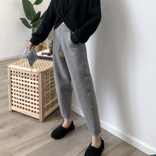 【取寄】ハーレムパンツ テーパードパンツ レディース ボトムス カジュアル シンプル ハイウエスト パンツ 韓国 トレンド 秋冬新作 秋 秋色 秋服 秋sale ゆったり ハーレムパンツ テーパードパンツ