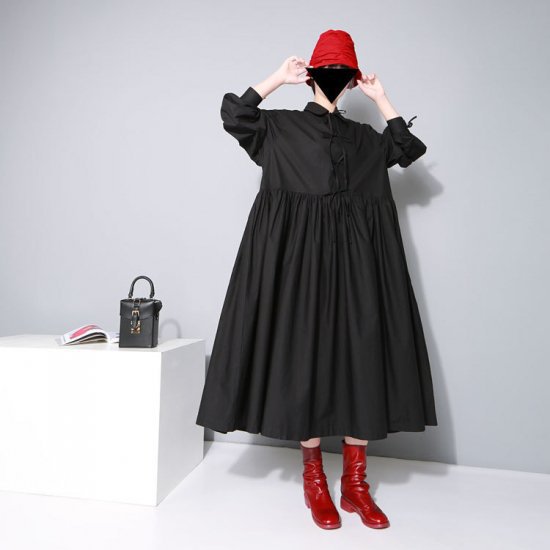 【取寄】シャツワンピース シャツワンピ ロング 春夏新作 春服 夏服 春物 ロング丈 七分袖 シック リボン モノトーン ゆったり 体型カバー シャツワンピース シャツワンピ 春夏新作 春服 夏服 春物