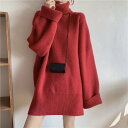 【取寄】ニットワンピース ニットワンピ ミニ丈 ハイネック 春夏新作 春服 春物 長袖 体型カバー ワンピース チュニック ニットワンピース ニットワンピ ミニ...