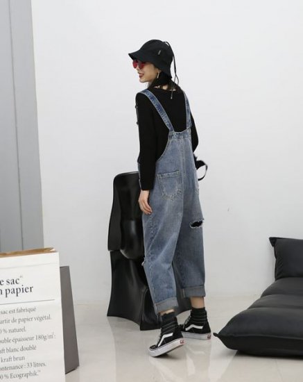 【取寄】オールインワン サロペット レディース ボトムス カジュアル デニム パンツ 大きいサイズ 選べる ダメージ加工 ノンダメージ 春新作 春 春色 春服 春sale ゆったり オールインワン サロペット