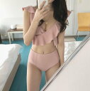 【取寄】水着 フリル オフショルビキニ セクシー 体型カバー 大きいサイズ レディース オフショルダー ビキニ水着 韓国 トレンド 夏 新作 水着 ビーチ プール リゾート 可愛い フリル(4)