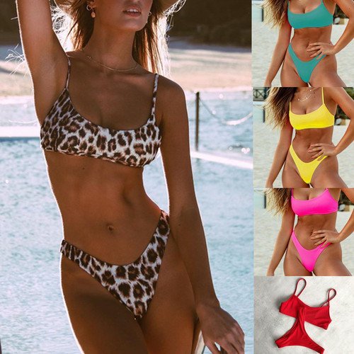 【取寄】水着 ビキニ セット水着 上下セット 2点セット シンプル セクシー スタイルアップ 美脚 美足 脚長効果 カラーバリエーション アニマル 大人 水着 ビキニ セット水着 上下セット