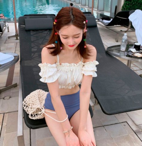 【取寄】水着 レディース 体型カバー セパレート ビキニ 大きいサイズ 水着セット オフショルダー オフショル ショートパンツ セクシー 編み上げ 大人水着 ハイウエスト かわいい シンプル 新作 カジュアル