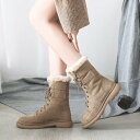 【取寄】シューズ ブーツ レディース ショート丈 スノーブーツ フラットヒール ふわふわ モコモコ おしゃれ ブラック カーキ 膝下 PU 厚めのヒール 1cmヒール 無地 ラウンドトゥ 大きいサイズ