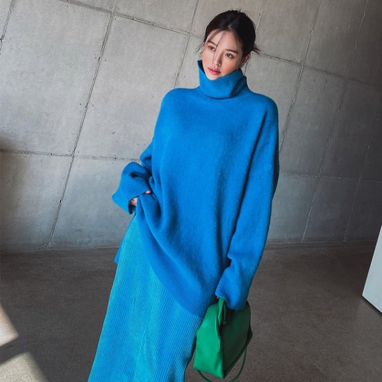 トップスチュニック丈タートルネック...