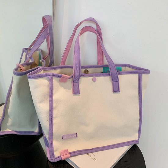 【取寄】トートバッグ レディース 手持ちバッグ 大容量 大きめサイズ キャンバスバッグ カラフル かわいい 韓国 通学バッグ トレンドカラー おしゃれ 定番 肩掛けバッグ エコバッグ プチプラ