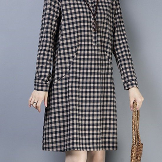 【取寄】ワンピース ワンピースドレス 長袖 大きい ミドル丈 シャツワンピース レディース 襟 マキシ レディースファッション チェック 春 大きいサイズ ワンピ 大人カジュアル シャツワンピ ミニ丈