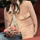 【取寄】ジャケット ツイードジャケット ショート丈 大人可愛い アウター 羽織り スリム レディース 春 新作 長袖 ビジネス オフィス 通勤 清楚 カジュアル スプリングウェア ショートスタイル(4)