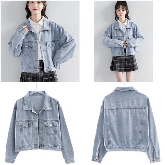 【取寄】長袖デニムジャケット 春服秋服 大きいサイズ レディースアウター Gジャン アウター レディースジャケット カジュアル 長袖 ス..
