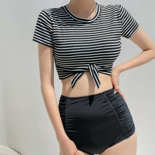 【取寄】水着 セパレート 半袖 レディース スイムウエア ボーダー 上下2点セット スイムウエア ハイウエスト モノトーン 白黒 おしゃれ 体系カバー 水着セパレート 半袖 レディース スイムウエア ボーダー 【取寄】水着 セパレート 半袖 レディース スイムウエア ボーダー 上下2点セット スイムウエア ハイウエスト モノトーン 白黒 おしゃれ 体系カバー 水着セパレート 半袖 レディース スイムウエア ボーダー